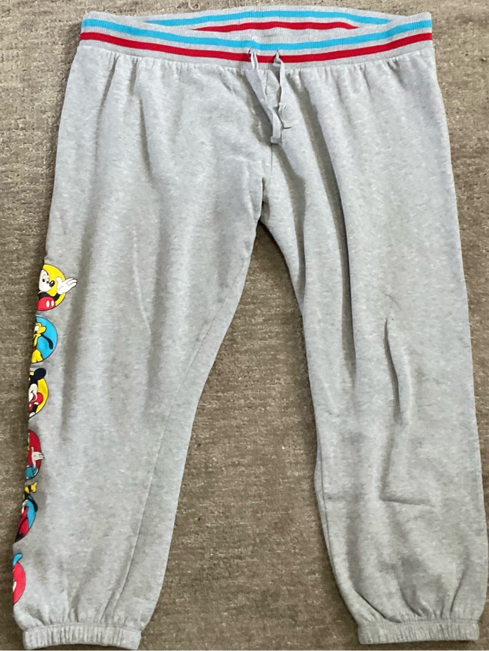 1x Light Gray Jogger Pants with Colorful Waistband